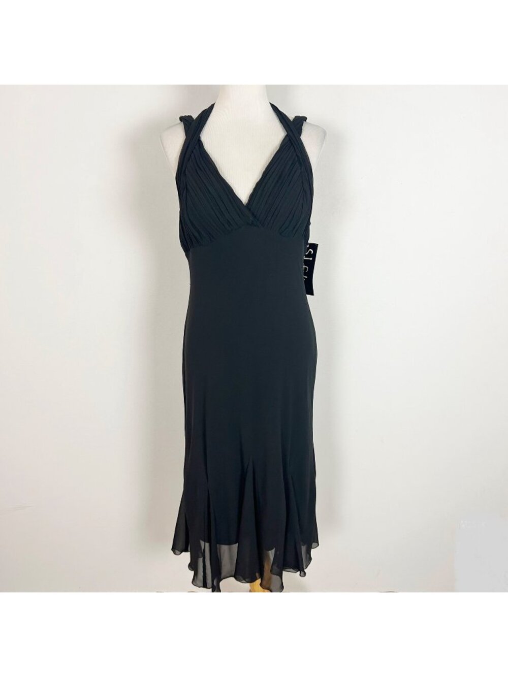 Y2K‎ New Women's Black Mermaid Midi Halter Party Cocktail Size 16
